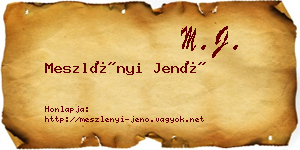 Meszlényi Jenő névjegykártya
